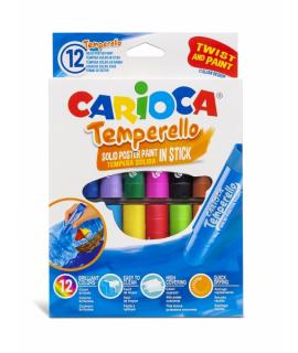 Carioca Temperello Pack de 12 Temperas Solidas - Colores Brillantes y Lavables - Gran Cobertura - Faciles de Mezclar - sin Disol