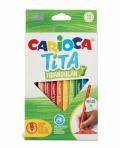 Carioca Tita Pack de 12 Lapices de Resina - Cuerpo Triangular - Colores Brillantes y Lavables - Escritura Blanda - Mina Ø 4mm Se