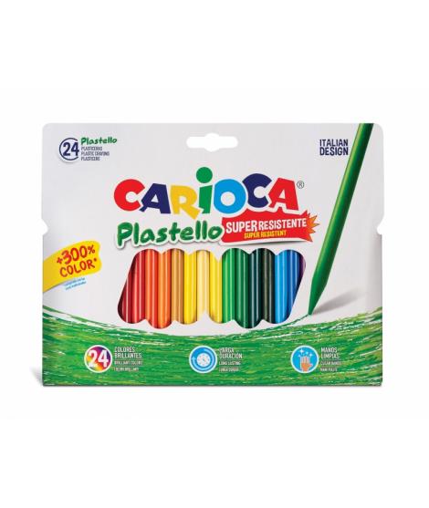 Carioca Pack de 24 Plasticeras Extra Limpias - No Dejan Color en las Manos - Duran Tres Veces mas - Colores Brillantes y Lavable