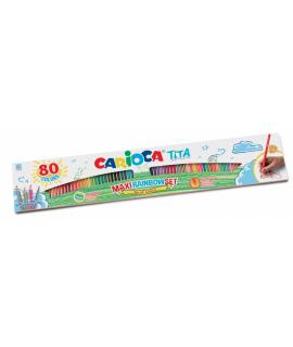 Carioca Tita Rainbow Maxi Pack de 80 Lapices de Resina - Cuerpo Hexagonal - Colores Brillantes y Lavables - Escritura Suave - Ø 