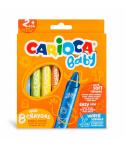 Carioca Pack de 8 Ceras Baby 2+ - Super Suaves - Gran Dimension para Facil Agarre - Escritura Suave - Colores Brillantes y Lavab