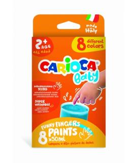 Carioca Tempera Baby Pack de 8 Botes de Pintura de Dedos 2+ - Lavable - Atoxica - sin Olor - Maxima Creatividad y Diversion - Co