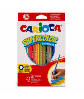 Carioca Supercolor Pack de 18 Lapices de Madera - Cuerpo Hexagonal - Colores Intensos y Gran Opacidad - 3.3mm de Grosor - Color 