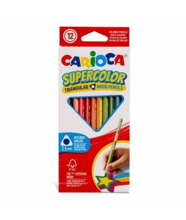 Carioca Supercolor Pack de 12 Lapices de Madera - Cuerpo Triangular - Colores Intensos y Gran Opacidad - 3.5mm degrosor - Color 