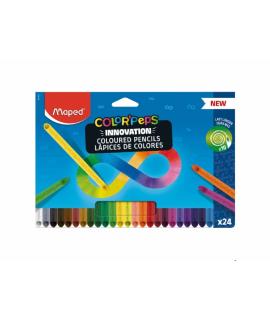 Maped Color`Peps Infinity Pack de 24 Lapices de Colores de Larga Duracion - Hecho Totalmente de Mina - Colores Surtidos