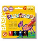 PlayColor Basic One Pack de 6 Temperas Solidas - No Arrugan el Papel - No Necesitan Agua - Especial para Uso Escolar - Colores S