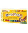 PlayColor Basic One Pack de 12 Temperas Solidas - No Arrugan el Papel - No Necesitan Agua - Especial para Uso Escolar - Colores 