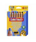 PlayColor Maxi Pack de 6 Lapices de Colores de Punta Gruesa + Sacapuntas - Trazo Extrasuave - Apto para Papel, Carton, Vidrio et