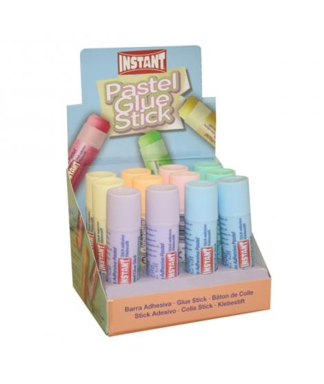 Instant Pastel Barra de Pegamento 20grs - Apto para Uso Infantil y/o Domestico - Lavable - Sin Disolventes - Colores Surtidos