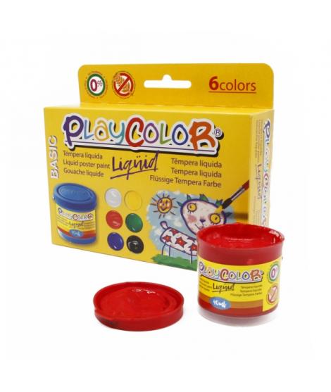 PlayColor Basic Liquid Pack de 6 Temperas 40ml - No Ondula el Papel - Gran Viscosidad - Alta Opacidad - Colores Surtidos