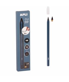 Apli Infinite Pencil Pack de Lapiz Infinito HB + Mina de Recambio + Tapon Protector - Para Escribir hasta 16km - Color Azul