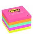 Post-it Bloc de 500 Notas Adhesivas Removibles Colores Neon 76x76mm - Papel con Certificacion PEFC - Colores Surtidos