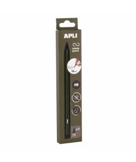 Apli Infinite Pencil Pack de Lapiz Infinito HB + Mina de Recambio + Tapon Protector - Para Escribir hasta 16km - Color Verde Osc