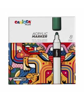 Carioca Plus Pack de 8 Marcadores Acrilicos - Punta 2mm  - Colores Surtidos