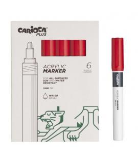 Carioca Plus Pack de 6 Marcadores Acrilicos - Punta 2mm - Color Rojo