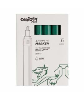 Carioca Plus Pack de 6 Marcadores Acrilicos - Punta 2mm - Color Verde