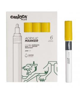 Carioca Plus Pack de 6 Marcadores Acrilicos - Punta 2mm - Color Amarillo