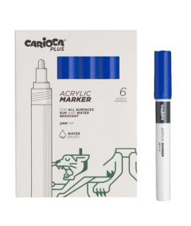 Carioca Plus Pack de 6 Marcadores Acrilicos - Punta 2mm - Color Azul