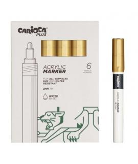 Carioca Plus Pack de 6 Marcadores Acrilicos - Punta 2mm - Color Oro