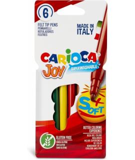 Carioca Joy Paperboard Pack de 6 Rotuladores de Punta Fina - Punta 2.6mm - Superlavables - Ideales para Dibujar y Colorear - Col