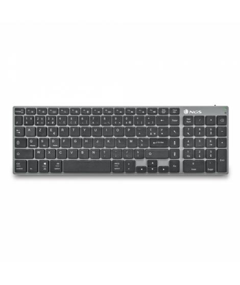 NGS Fortune-BT Teclado Multidispositivo Inalambrico USB Bluetooth - Layout Frances - Silencioso - Teclas X-Type - Bateria Recarg