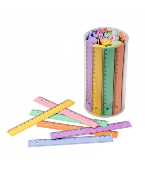 Faibo Bote de 100 Reglas de PVC de 16cm - Colores Pastel Surtidos