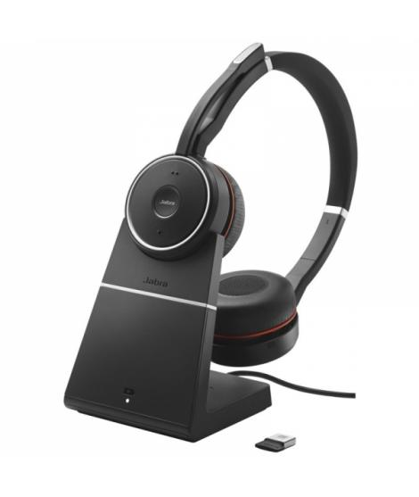 Jabra Evolve 75 SE UC Auriculares con Microfono Bluetooth Dual + Soporte de Carga USB-A Voz HD - Cancelacion de Ruido - Autonomi