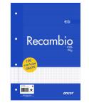 Ancor Recambio de 120 Hojas 90gr Tamaño A4 Cuadriculado 4x4mm - 4 Taladros