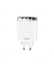 XO Cargador Rapido - USB-A 22.5W - 2 Puertos Tipo C - Multiples Voltajes - Alta Eficiencia - Color Blanco