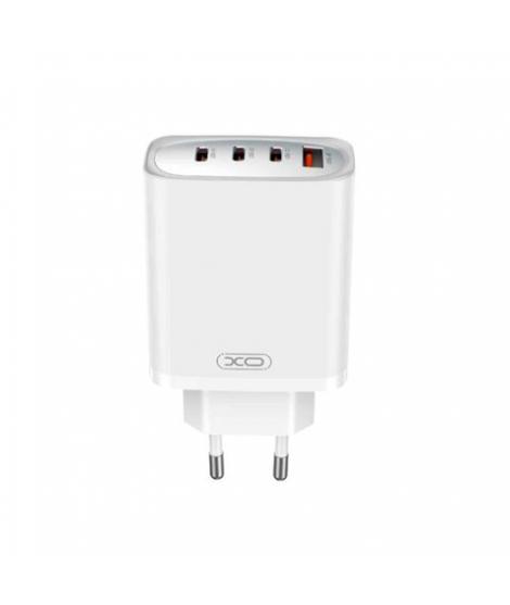 XO Cargador Multi-Puerto - USB-A 22.5W - 3 Puertos Tipo C - Compatibilidad de Voltaje Variado - Color Blanco