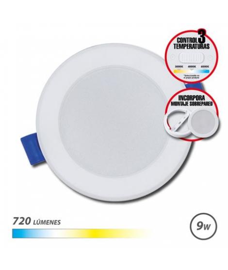 Elbat Downlight Circular 9W - 720Lm - Selector 3 Temperaturas+Sobrepared - Color Blanco