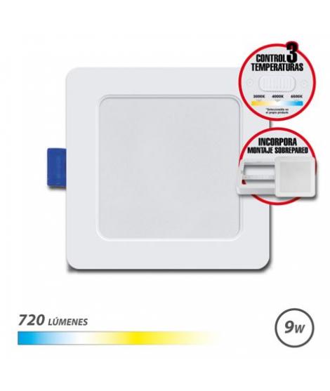 Elbat Downlight Cuadrado 9W - 720Lm - Selector 3 Temperaturas + Sobrepared - Color Blanco