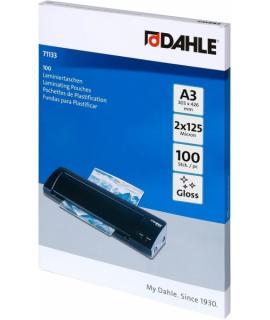 Dahle Pack de 100 Fundas para Plastificar Brillo A3 - 125 Micras - Alta Calidad - Transparente