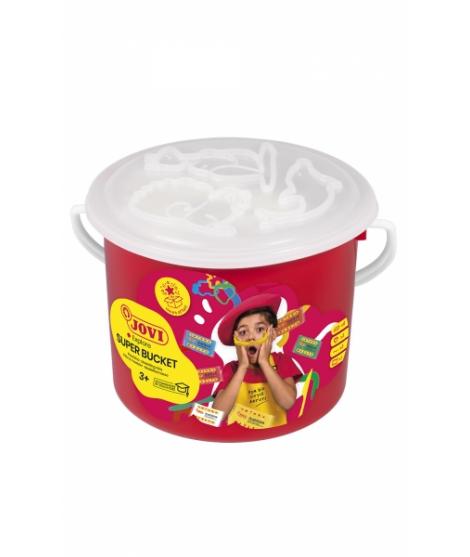 Jovi Super Bucket Pack 6 Pastillas de Plastilina 50gr + Accesorios - Pasta Vegetal - No Se Seca - sin Gluten - Inocua - Facil de