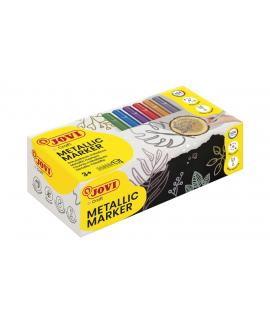 Jovi Metalic Caja de 24 Rotuladores Co - Colores Efecto Metalico - Tinta Base Agua - Facil Limpieza - Ideal para Papel Oscuro y 