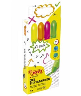 Jovi Gel Textmarker Estuche con 4 Marcadores de Texto - Gel en Seco - Colores Fluorescentes - con Ascensor - No Traspasan - Seca