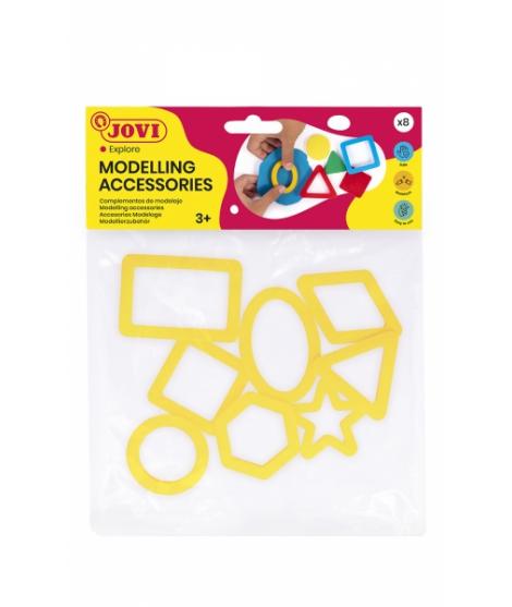 Jovi Bolsa Colgable con 8 Moldes de Corte Figuras Geometricas - Moldes de Plastico para Plastilina - Facil de Usar - Duraderos -