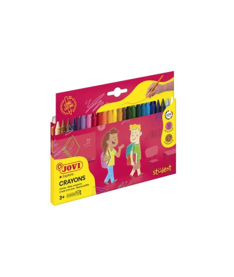 Jovi Crayons Student Estuche de 24 Ceras - Resistentes - No Manchan - Agradables de Rayar - Acabado Brillante - Gran Duracion - 