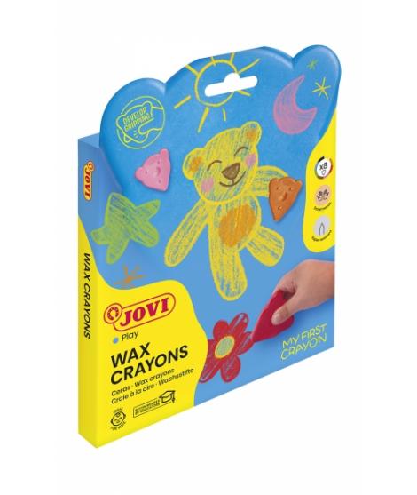 Jovi My First Crayon Estuche de 8 Ceras con Forma de Oso - Resistentes - No Manchan - Diseño Ergonomico - Fomenta El Correcto Ag