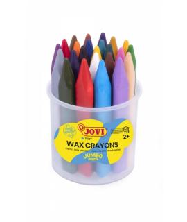 Jovi Jumbo Easy Grip Bote de 24 Ceras Triangulares - No Manchan - Super Resistente - Agarre Facil - Trazo Suave - Apto para Saca