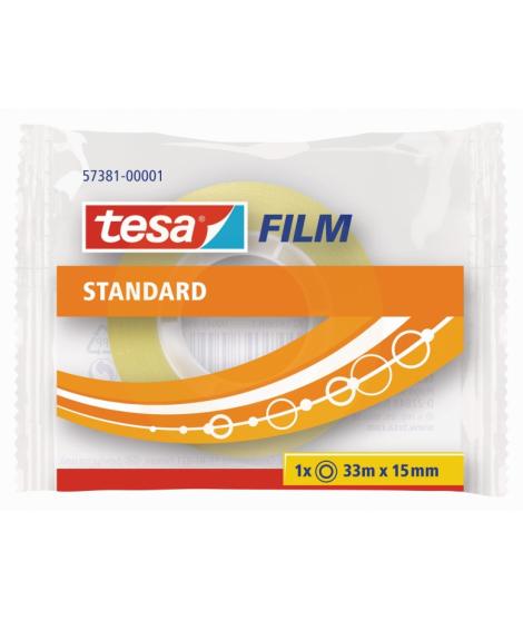 Tesa Tesafilm Standard Cinta Autoadhesiva Transparente 15mmx33m - Buena Adherencia y Alta Resistencia a la Luz UV - Sin PVC