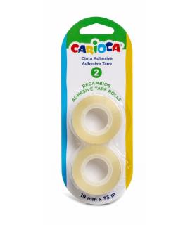 Carioca Blister Pack de 2 Cintas Adhesivas Transparentes - No Amarillea con el Tiempo - Ideal para Papel y Carton - Color Transp