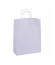 Apli Pack de 50 Bolsas Kraft - Alta Resistencia - Asas Rizadas - Reutilizables y Reciclables - Color Blanco