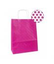 Apli Pack de 50 Bolsas Kraft - Alta Resistencia - Asas rizadas - Reutilizables y reciclables - Color Fucsia