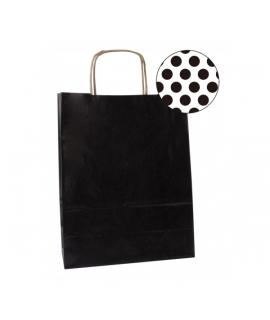 Apli Pack de 50 Bolsas Kraft - Alta Resistencia - Asas Rizadas - Reutilizables y Reciclables - Color Negro