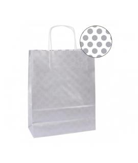 Apli Pack de 50 Bolsas Kraft - Alta Resistencia - Asas Rizadas - Reutilizables y Reciclables - Color Plata