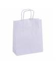 Apli Pack de 50 Bolsas Kraft - Alta Resistencia - Asas rizadas - Reutilizables y reciclables - Color Blanco