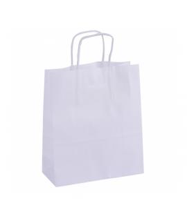 Apli Pack de 50 Bolsas Kraft - Alta Resistencia - Asas rizadas - Reutilizables y reciclables - Color Blanco