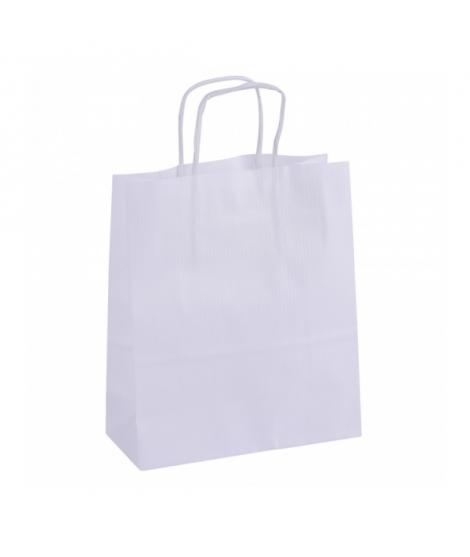 Apli Pack de 50 Bolsas Kraft - Alta Resistencia - Asas rizadas - Reutilizables y reciclables - Color Blanco