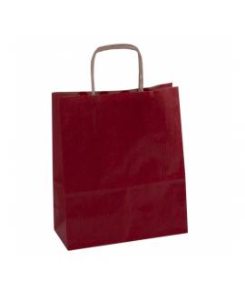 Apli Pack de 50 Bolsas Kraft - Alta Resistencia - Asas rizadas - Reutilizables y reciclables - Color Rojo